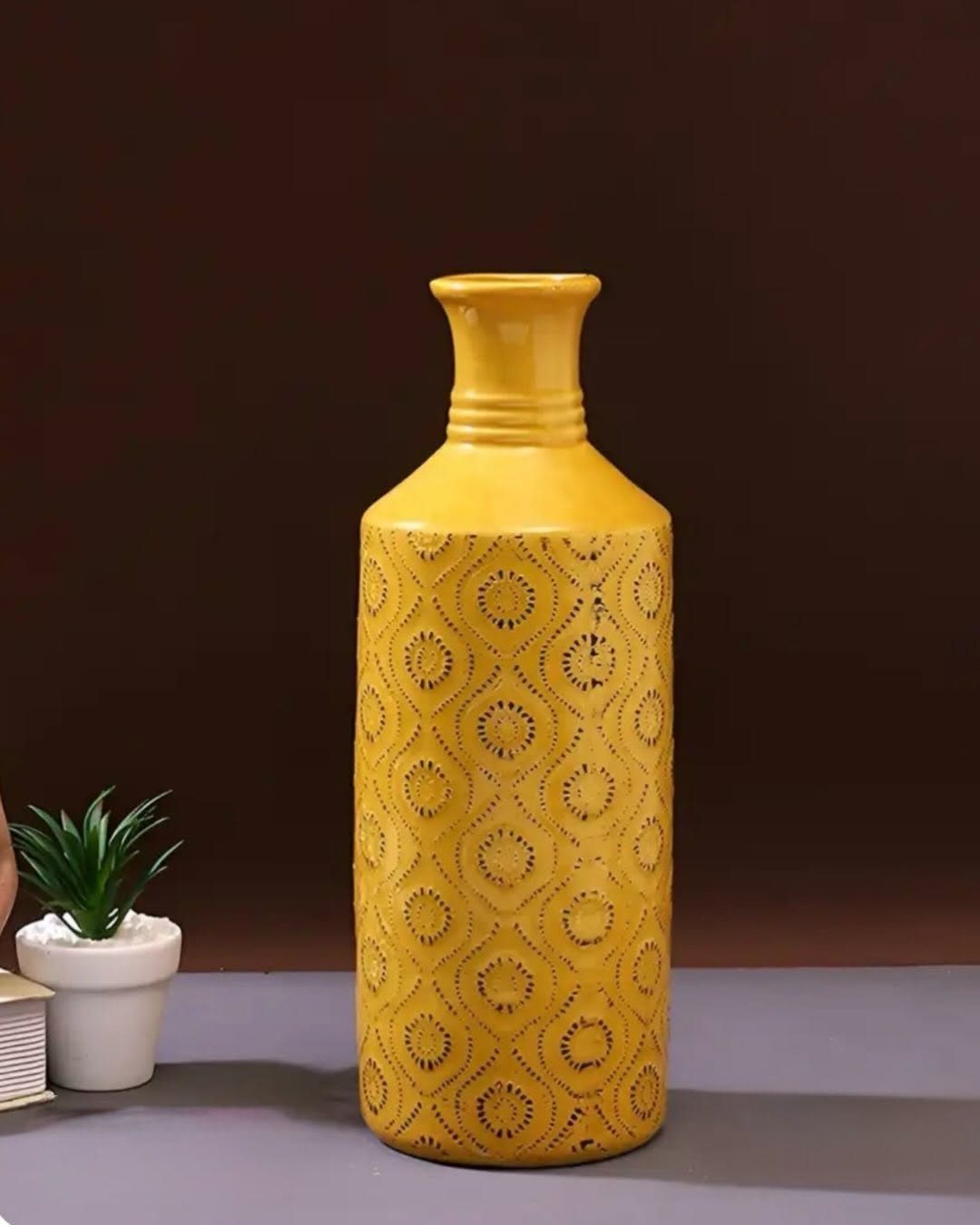 Tall patterned ceramic floor vase
